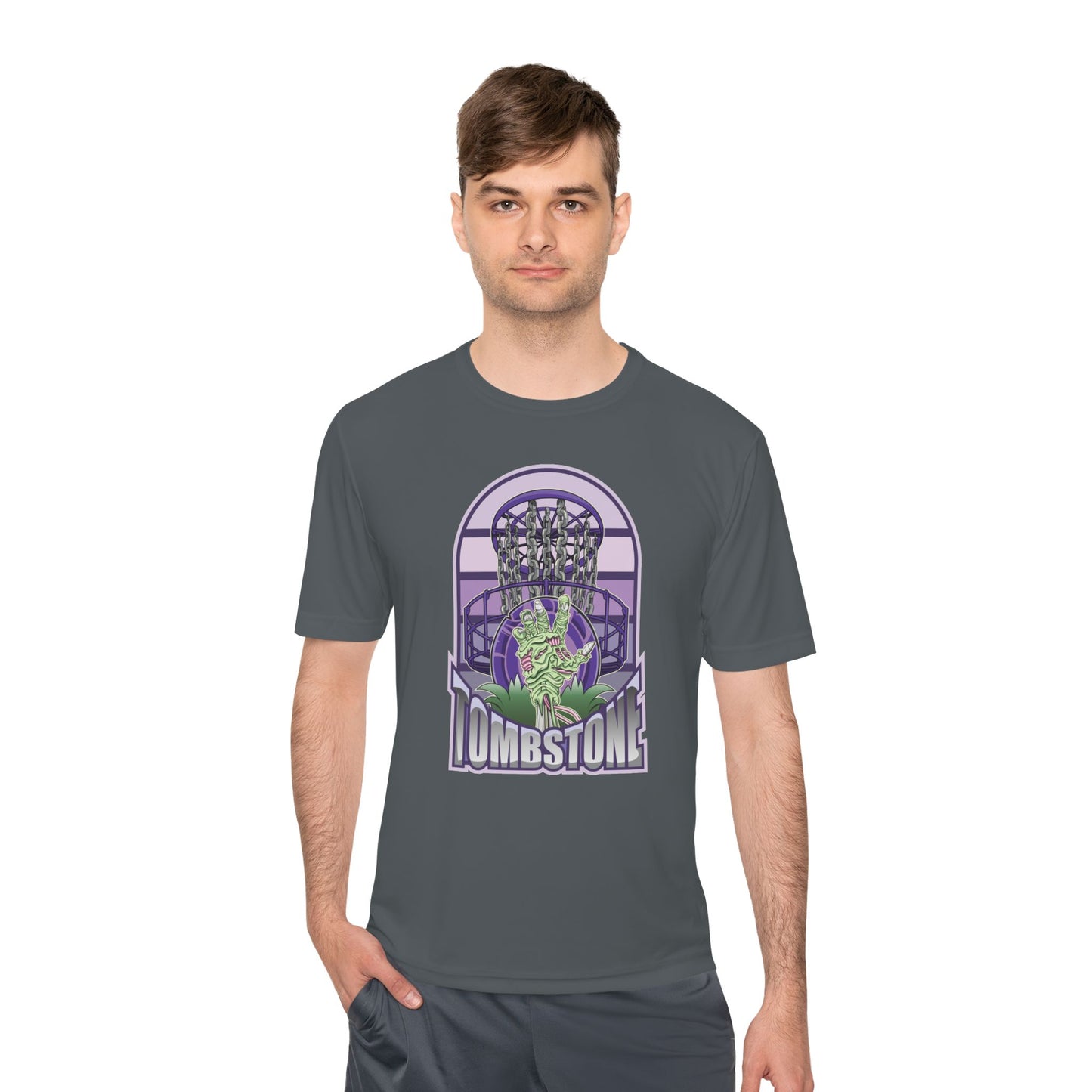 Tombstone Disc Golf Moisture Wicking Tee, Unisex Athletic Shirt, Disc Golf Apparel, Unique Design