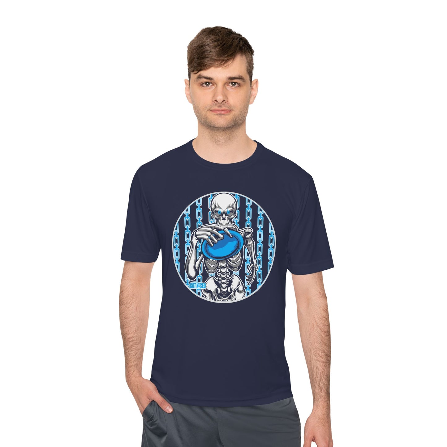 Skeleton Putt Moisture Wicking Tee, Unisex Athletic Shirt, Disc Golf Apparel, Unique Design