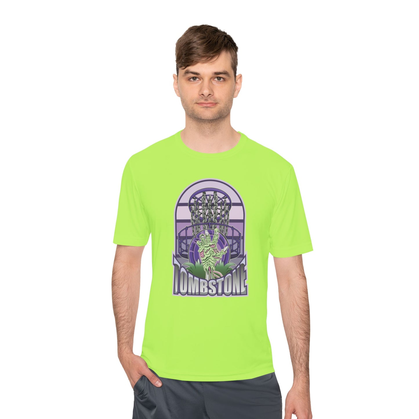 Tombstone Disc Golf Moisture Wicking Tee, Unisex Athletic Shirt, Disc Golf Apparel, Unique Design