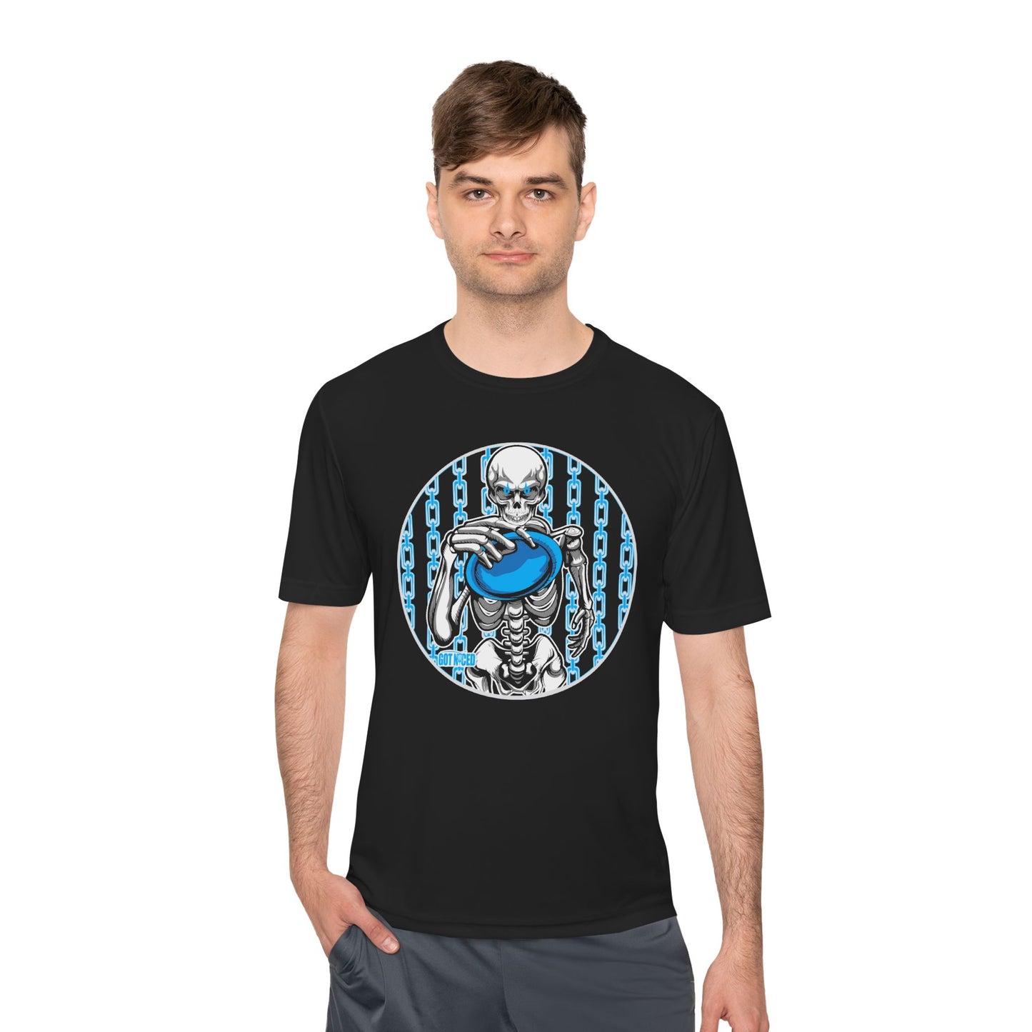 Skeleton Putt Moisture Wicking Tee, Unisex Athletic Shirt, Disc Golf Apparel, Unique Design