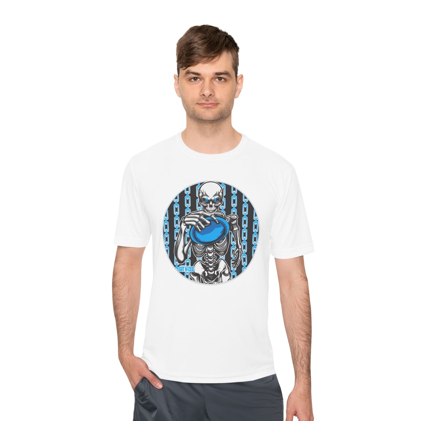 Skeleton Putt Moisture Wicking Tee, Unisex Athletic Shirt, Disc Golf Apparel, Unique Design