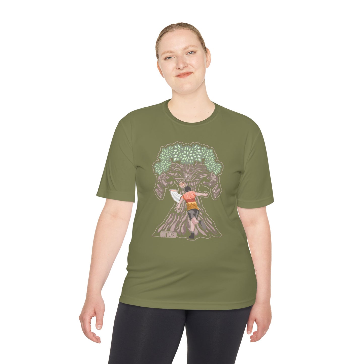 Mando Tree Disc Golf Moisture Wicking Tee, Unisex Athletic Shirt, Disc Golf Apparel, Unique Design