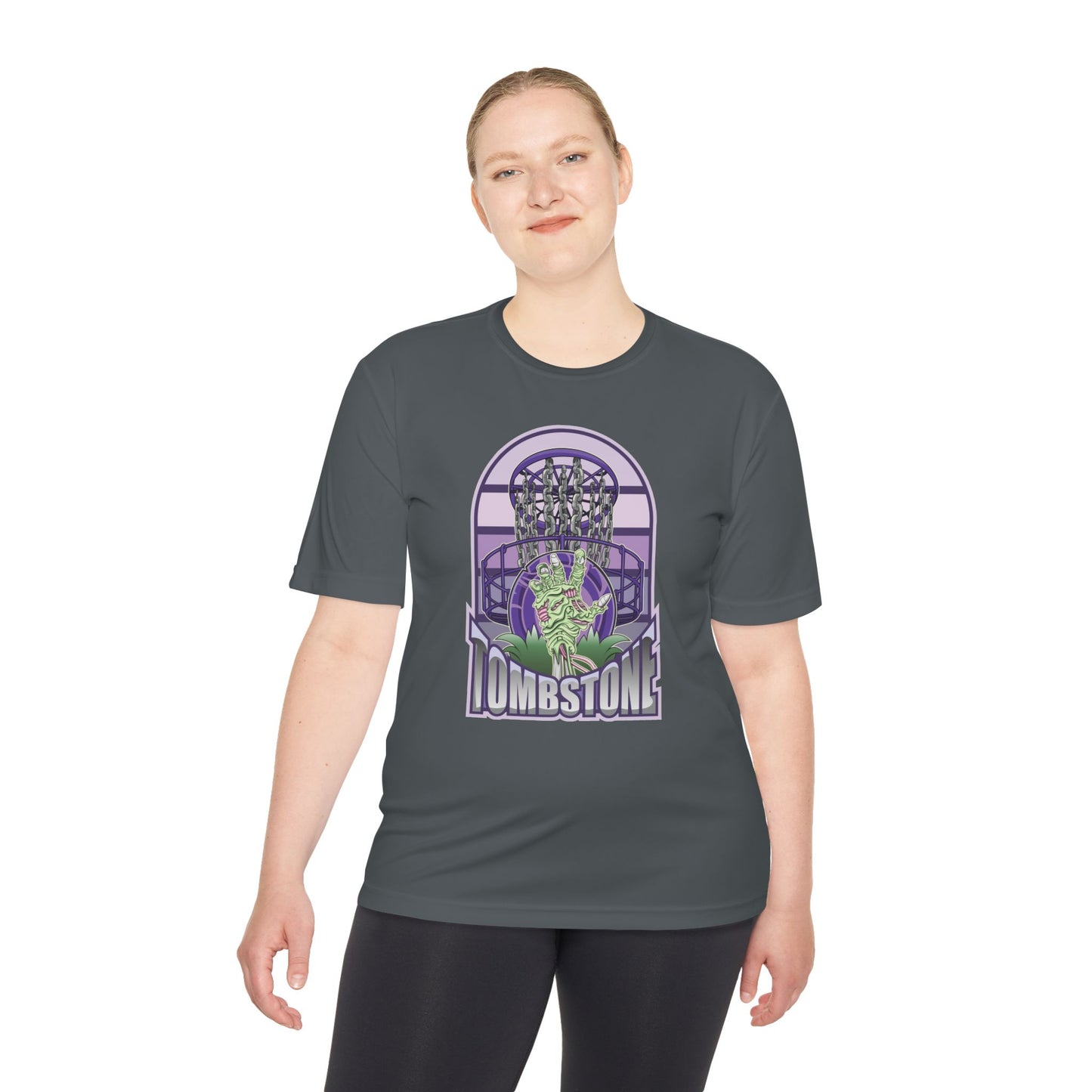 Tombstone Disc Golf Moisture Wicking Tee, Unisex Athletic Shirt, Disc Golf Apparel, Unique Design