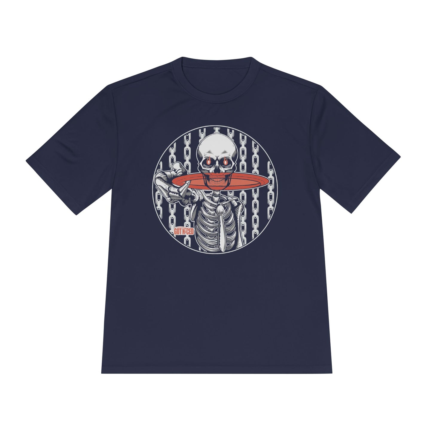 Disc Golf Skeleton Moisture Wicking Tee, Unisex Athletic Shirt, Disc Golf Apparel, Unique Design