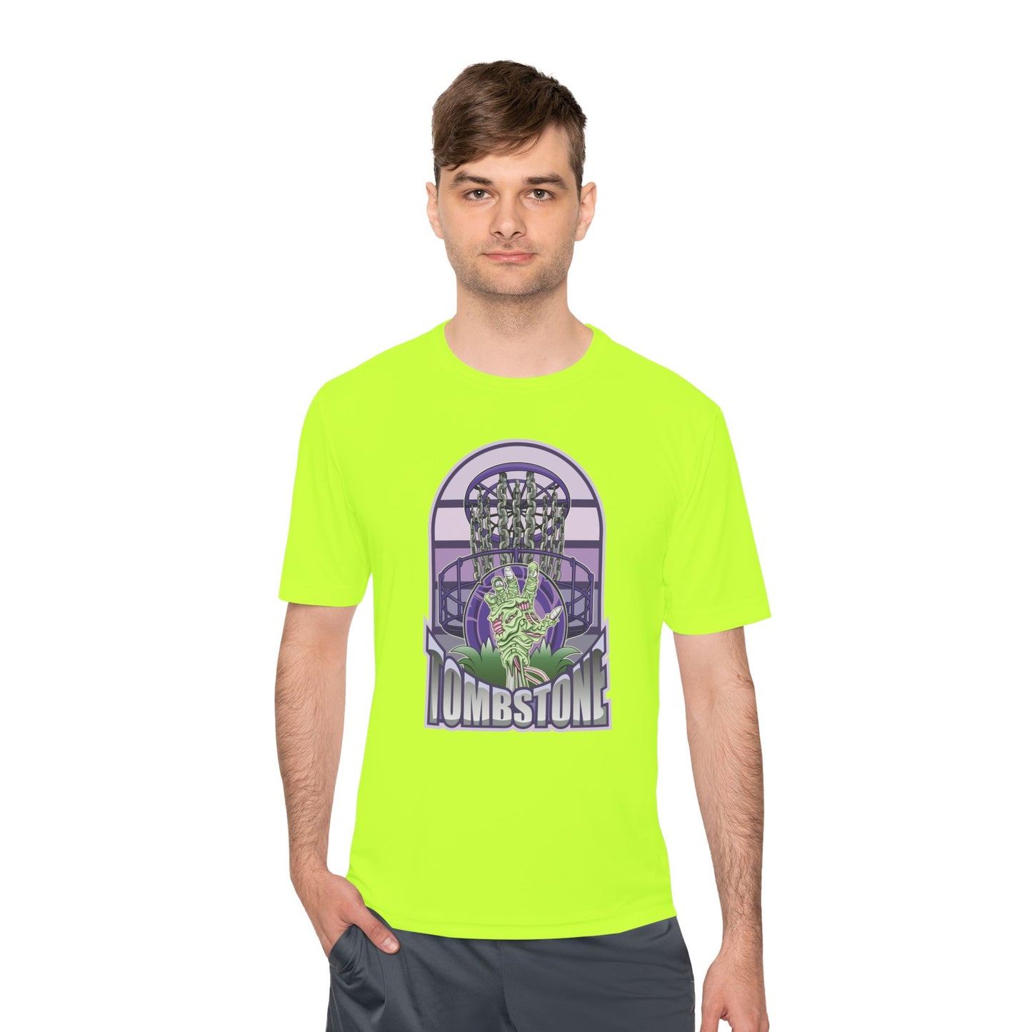 Tombstone Disc Golf Moisture Wicking Tee, Unisex Athletic Shirt, Disc Golf Apparel, Unique Design