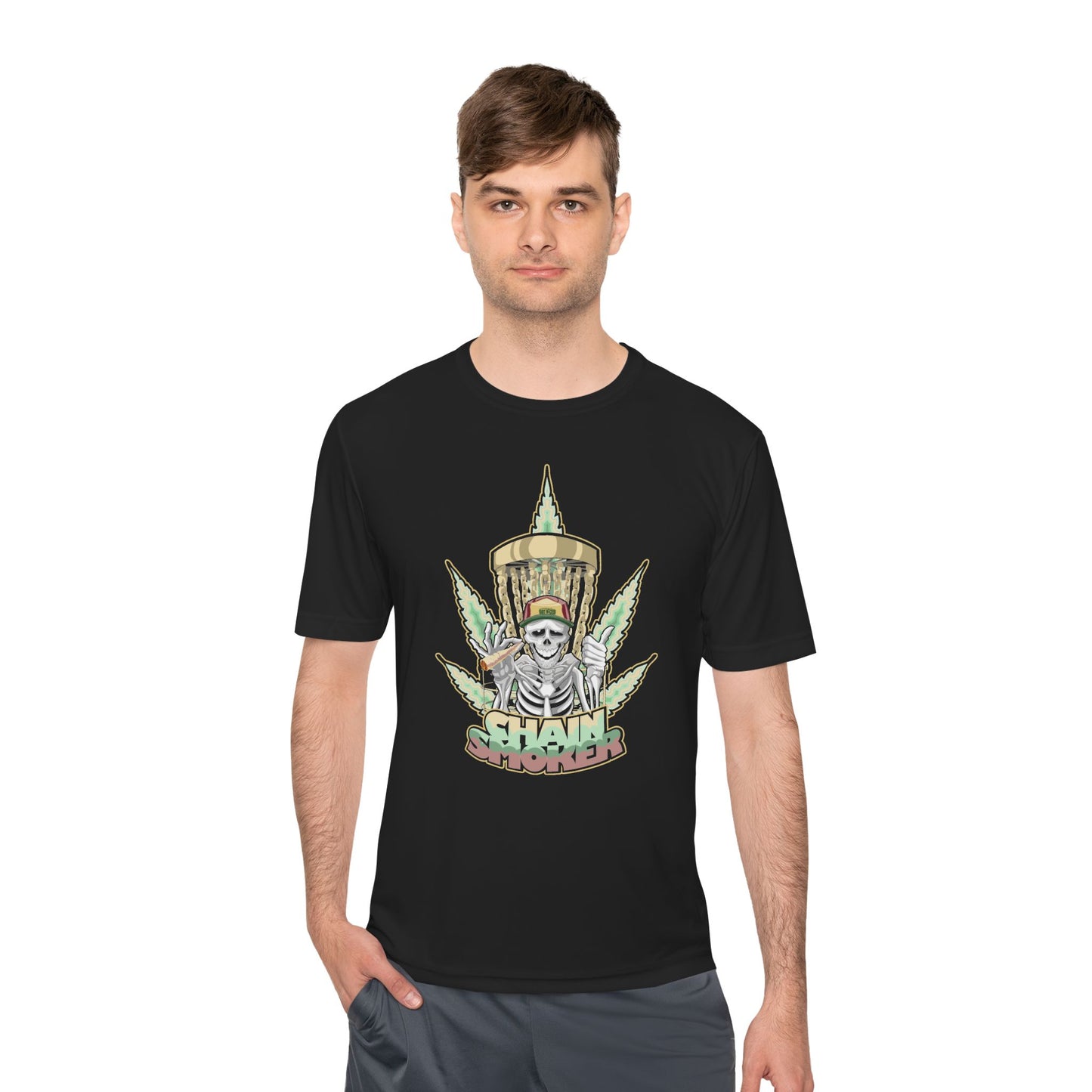 Chain Smoker Disc Golf Moisture Wicking Tee, Unisex Athletic Shirt, Disc Golf Apparel, Unique Design