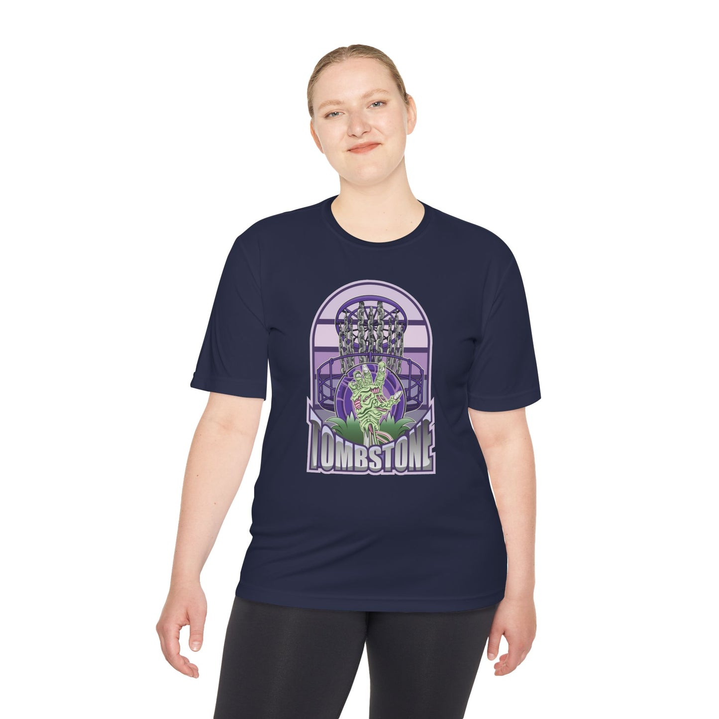 Tombstone Disc Golf Moisture Wicking Tee, Unisex Athletic Shirt, Disc Golf Apparel, Unique Design