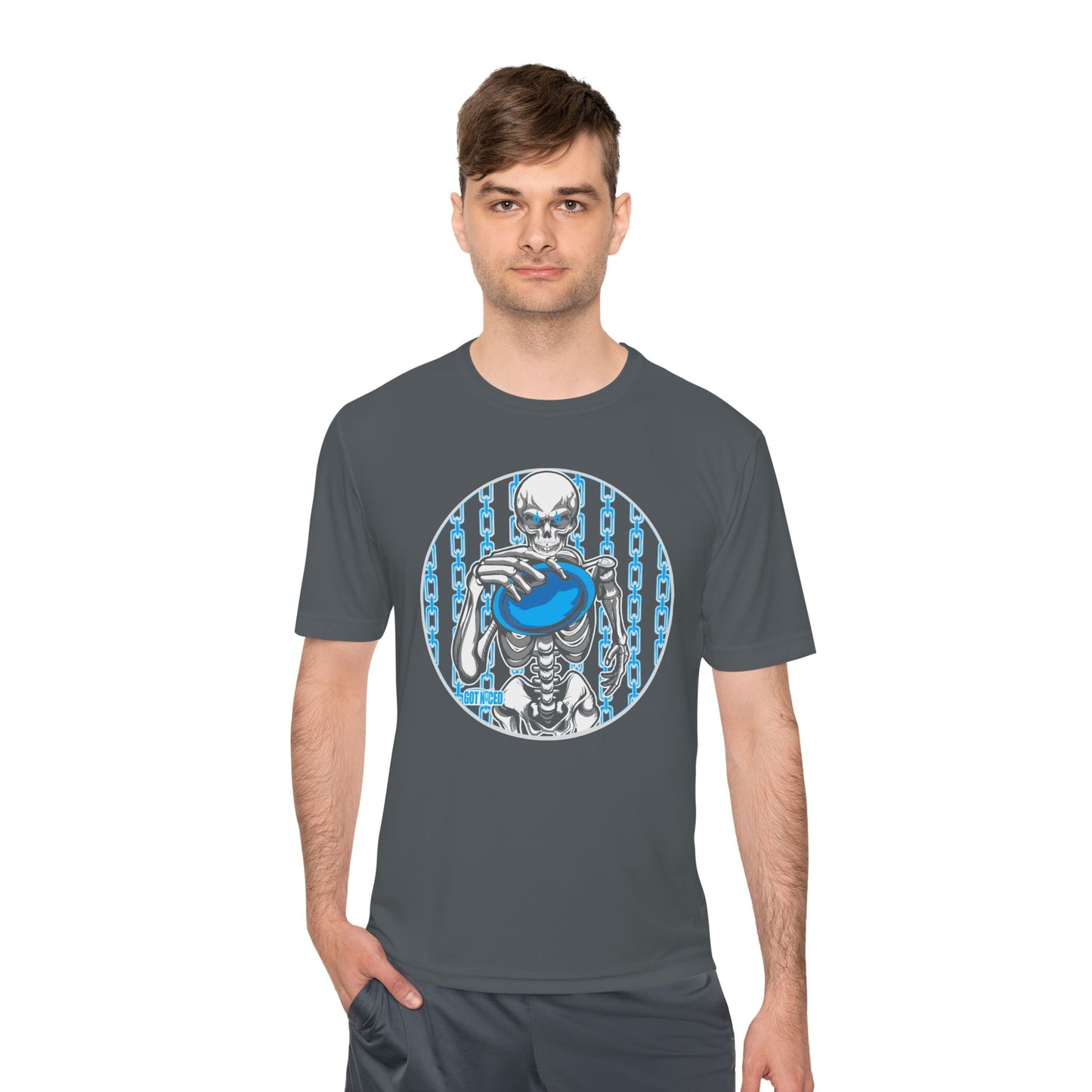 Skeleton Putt Moisture Wicking Tee, Unisex Athletic Shirt, Disc Golf Apparel, Unique Design