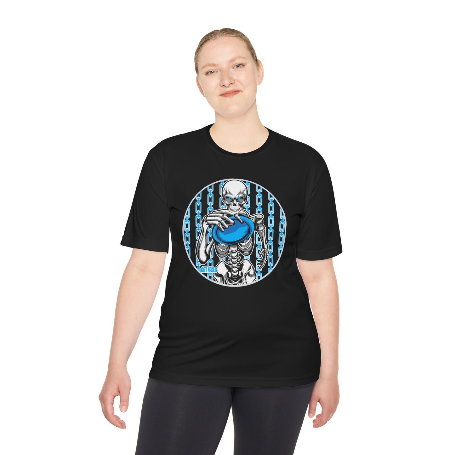 Skeleton Putt Moisture Wicking Tee, Unisex Athletic Shirt, Disc Golf Apparel, Unique Design