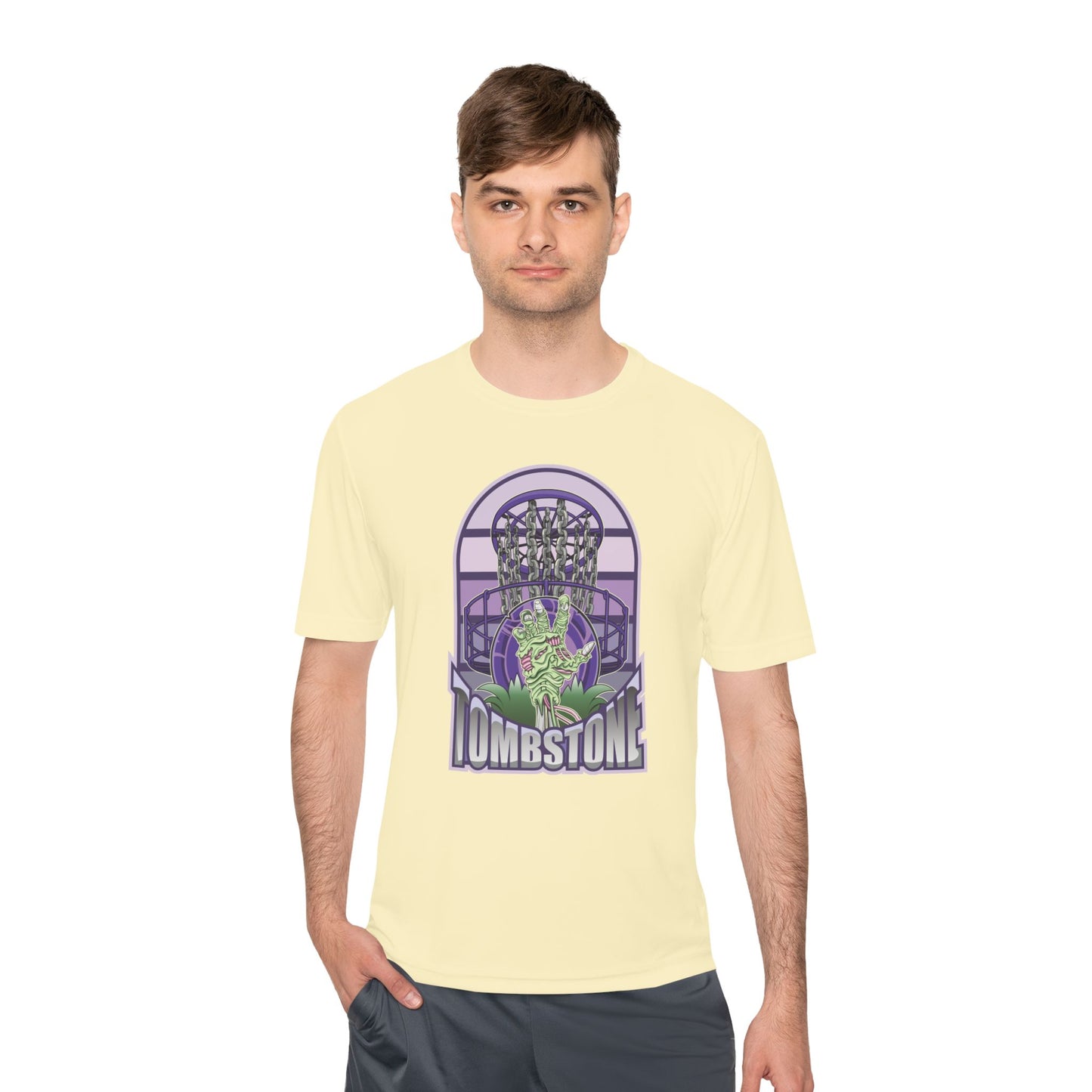 Tombstone Disc Golf Moisture Wicking Tee, Unisex Athletic Shirt, Disc Golf Apparel, Unique Design