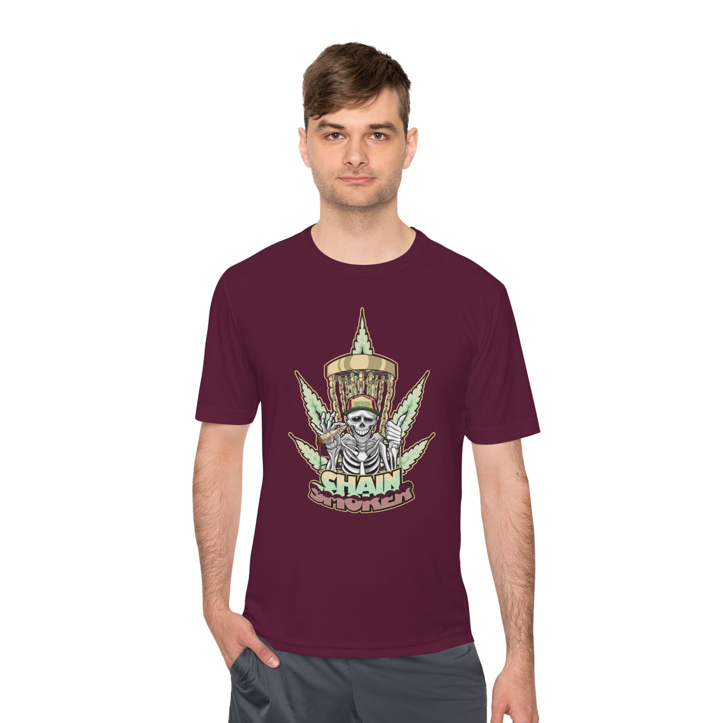 Chain Smoker Disc Golf Moisture Wicking Tee, Unisex Athletic Shirt, Disc Golf Apparel, Unique Design