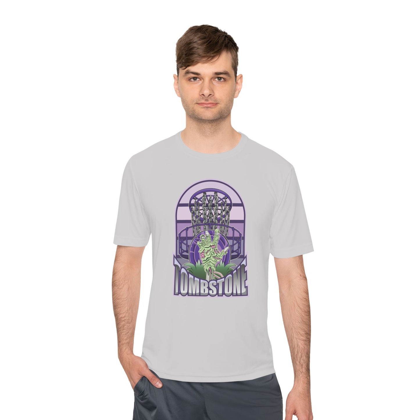 Tombstone Disc Golf Moisture Wicking Tee, Unisex Athletic Shirt, Disc Golf Apparel, Unique Design