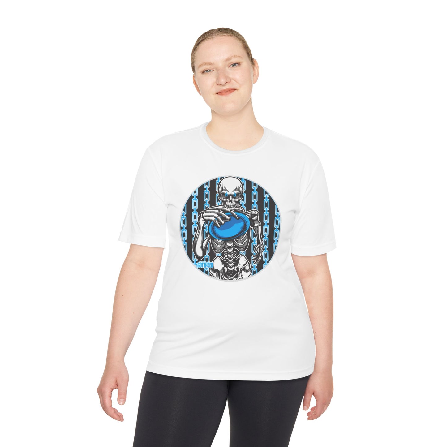 Skeleton Putt Moisture Wicking Tee, Unisex Athletic Shirt, Disc Golf Apparel, Unique Design