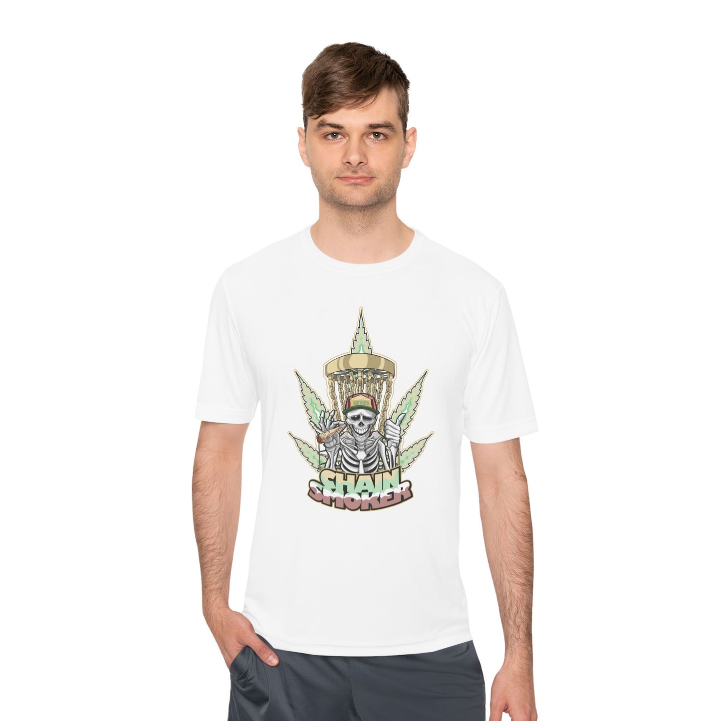 Chain Smoker Disc Golf Moisture Wicking Tee, Unisex Athletic Shirt, Disc Golf Apparel, Unique Design