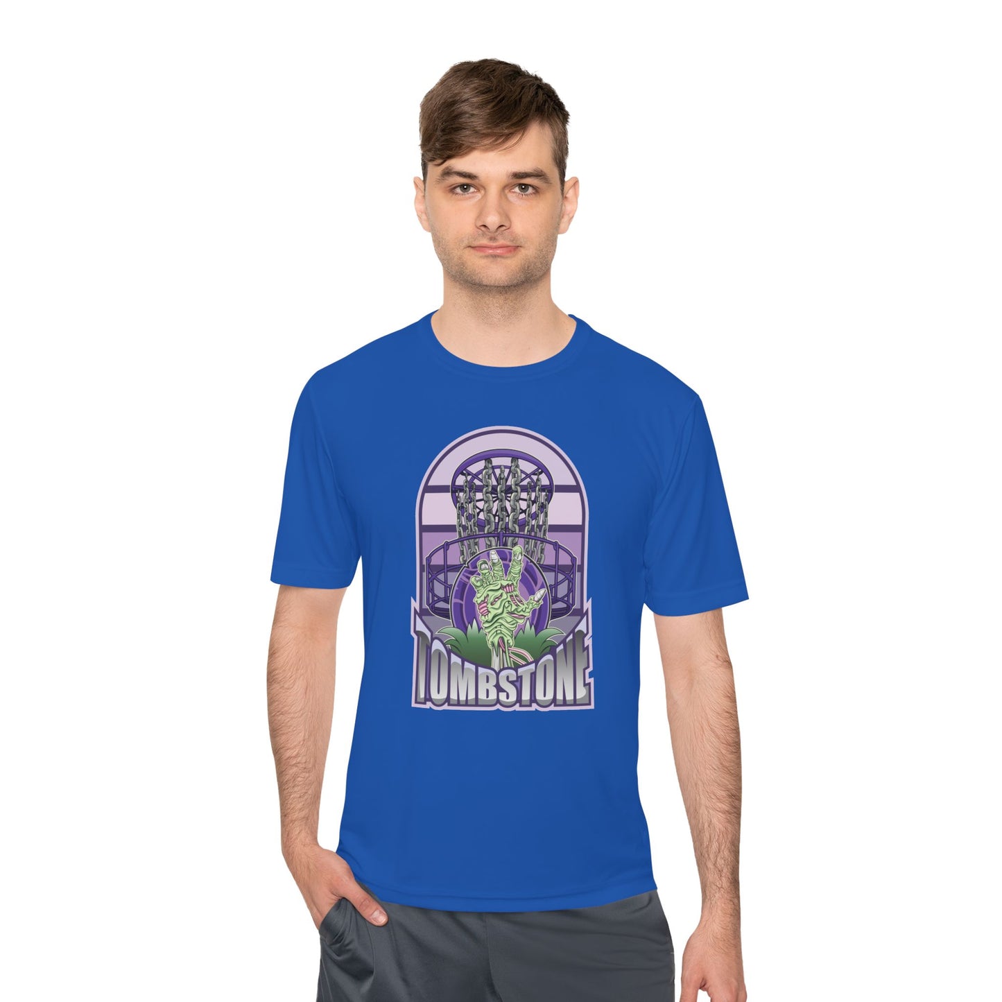 Tombstone Disc Golf Moisture Wicking Tee, Unisex Athletic Shirt, Disc Golf Apparel, Unique Design