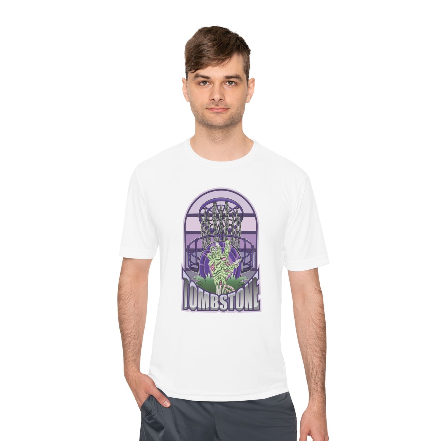 Tombstone Disc Golf Moisture Wicking Tee, Unisex Athletic Shirt, Disc Golf Apparel, Unique Design
