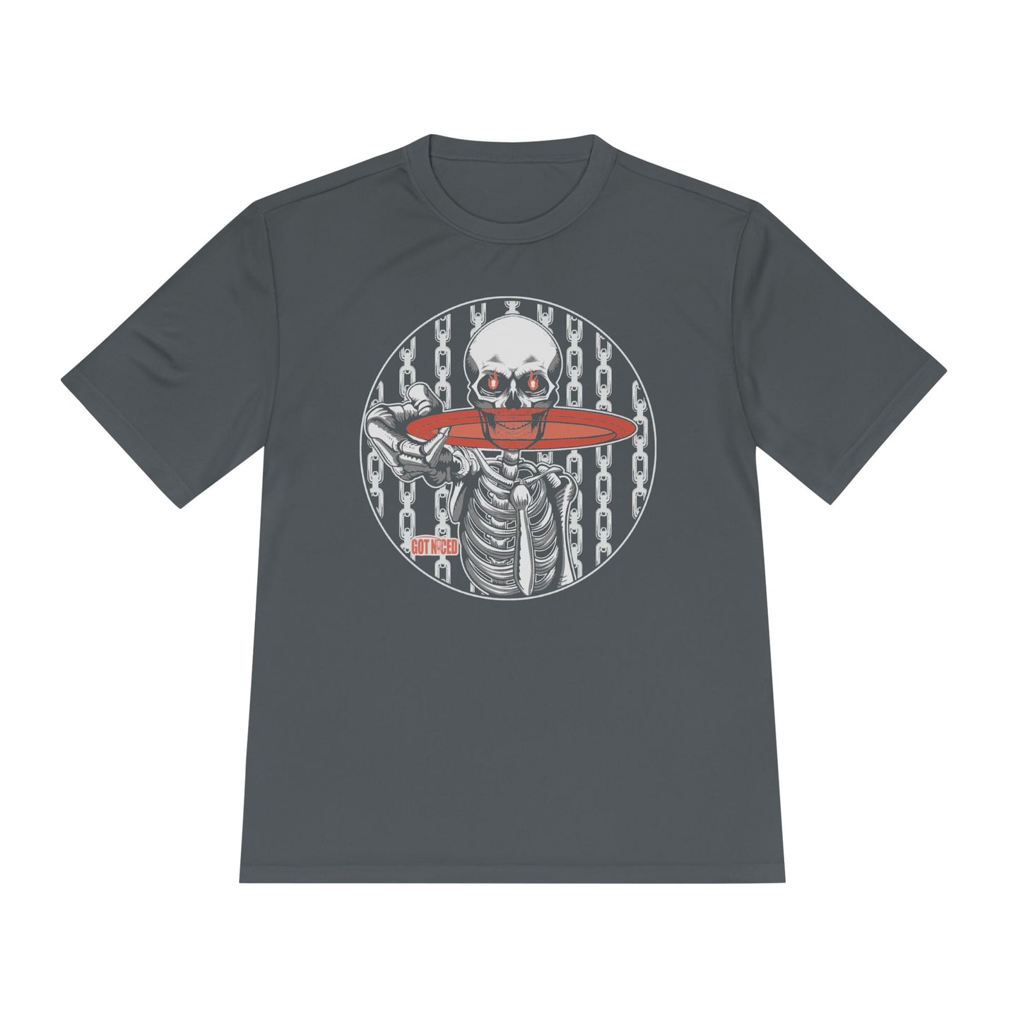 Disc Golf Skeleton Moisture Wicking Tee, Unisex Athletic Shirt, Disc Golf Apparel, Unique Design
