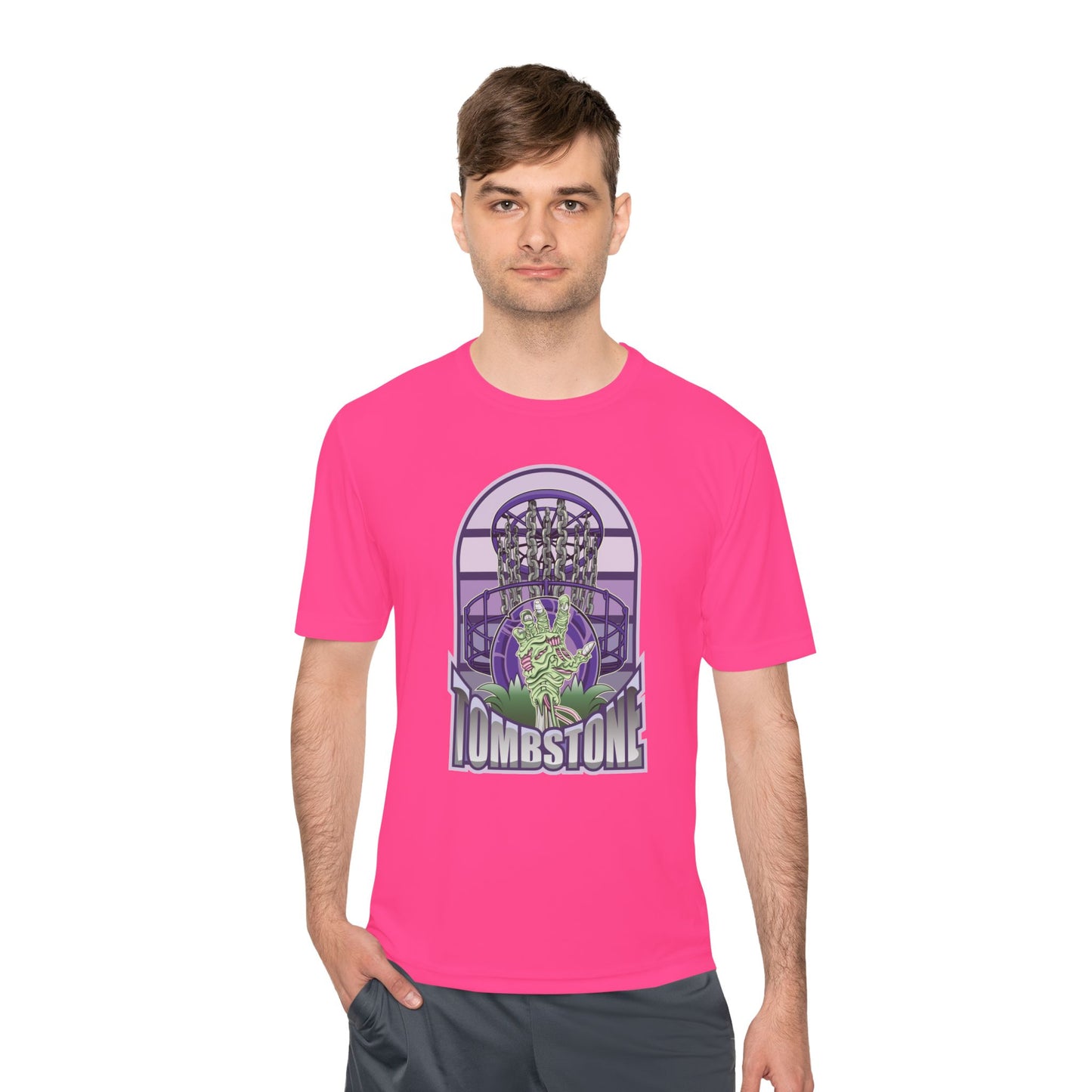 Tombstone Disc Golf Moisture Wicking Tee, Unisex Athletic Shirt, Disc Golf Apparel, Unique Design