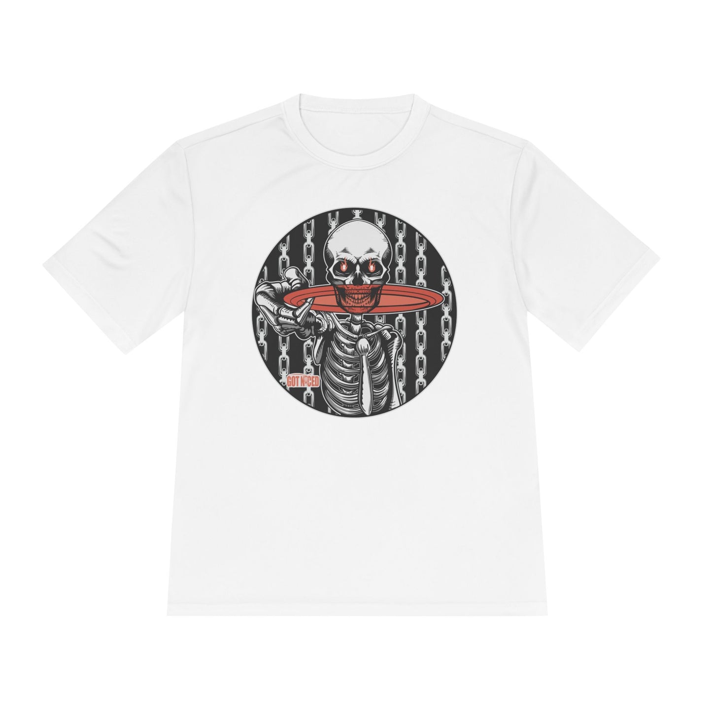 Disc Golf Skeleton Moisture Wicking Tee, Unisex Athletic Shirt, Disc Golf Apparel, Unique Design