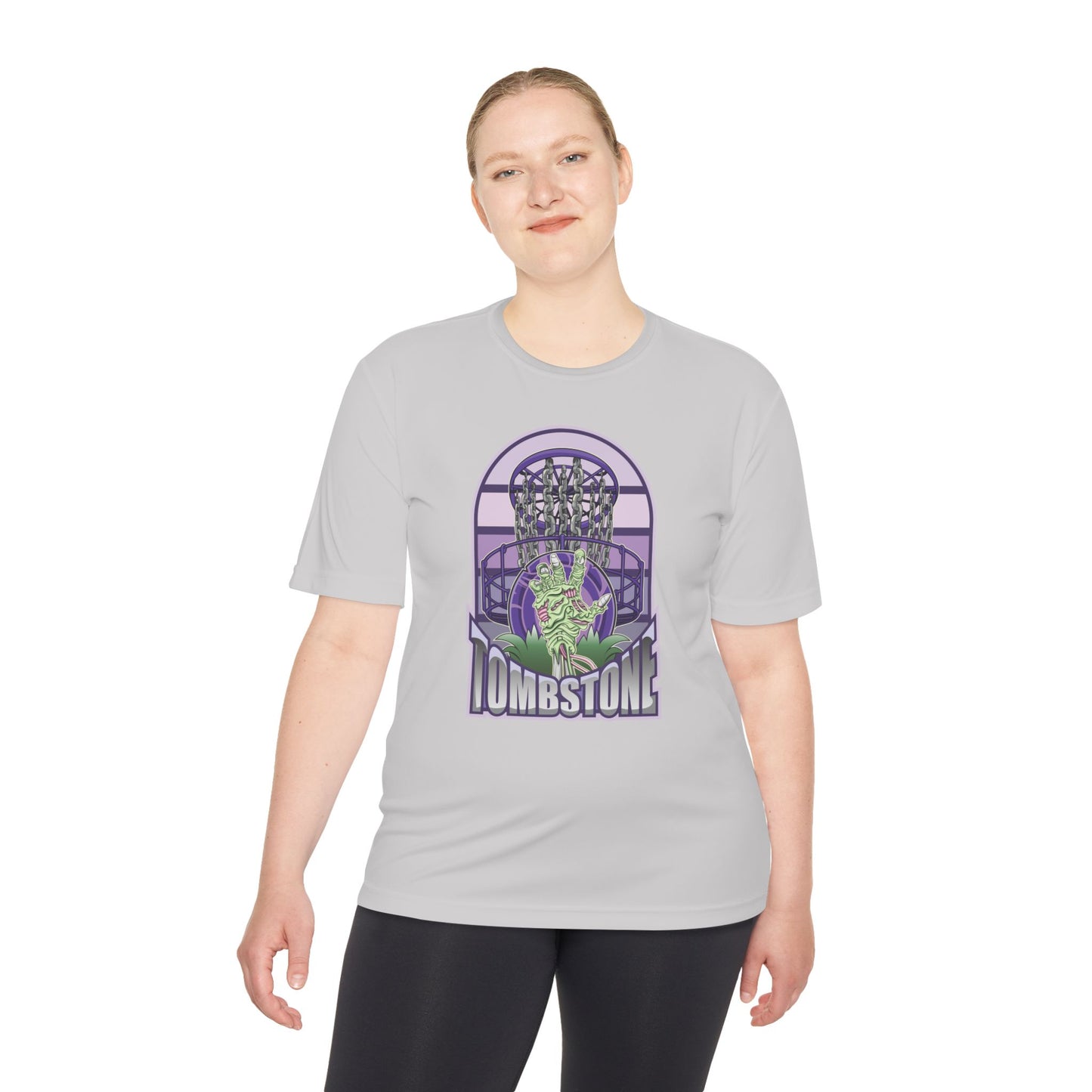 Tombstone Disc Golf Moisture Wicking Tee, Unisex Athletic Shirt, Disc Golf Apparel, Unique Design