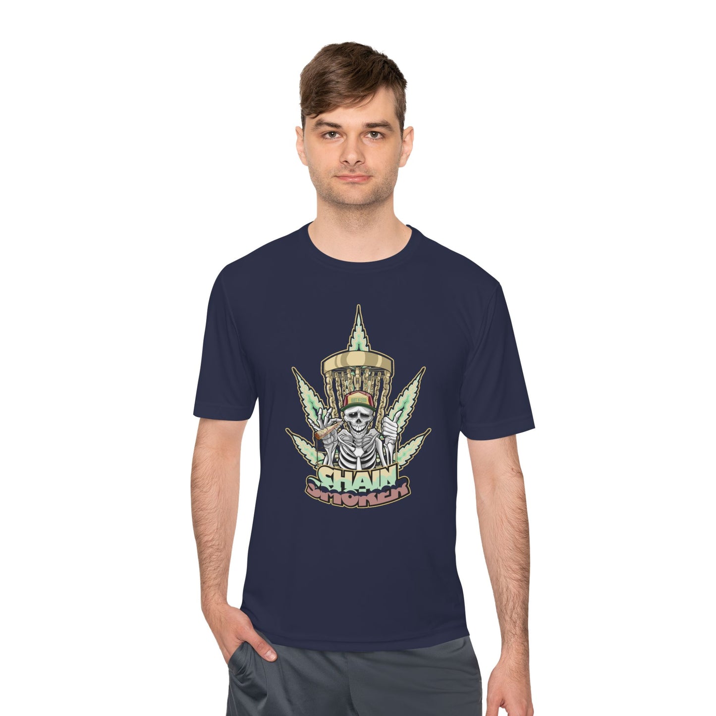 Chain Smoker Disc Golf Moisture Wicking Tee, Unisex Athletic Shirt, Disc Golf Apparel, Unique Design