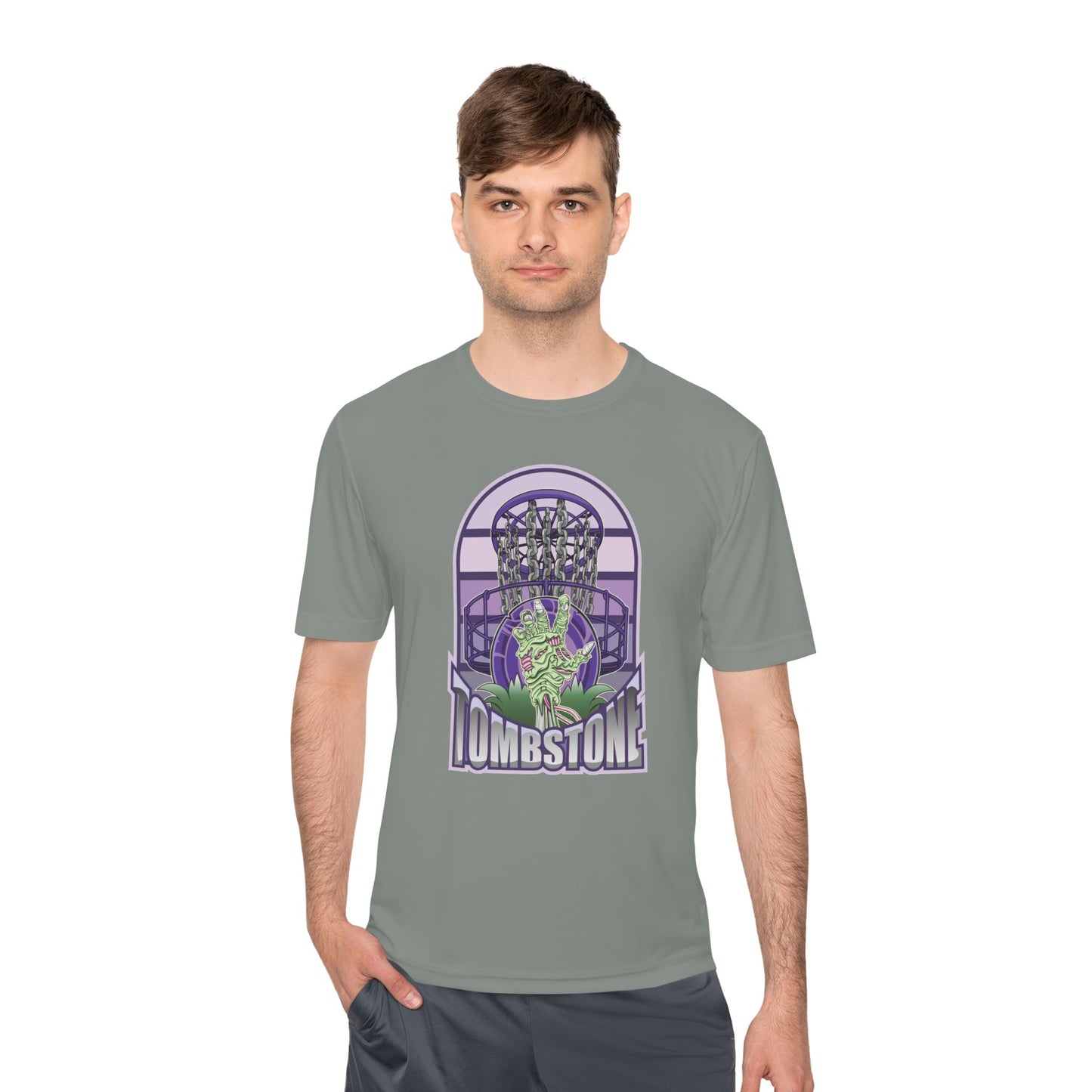 Tombstone Disc Golf Moisture Wicking Tee, Unisex Athletic Shirt, Disc Golf Apparel, Unique Design