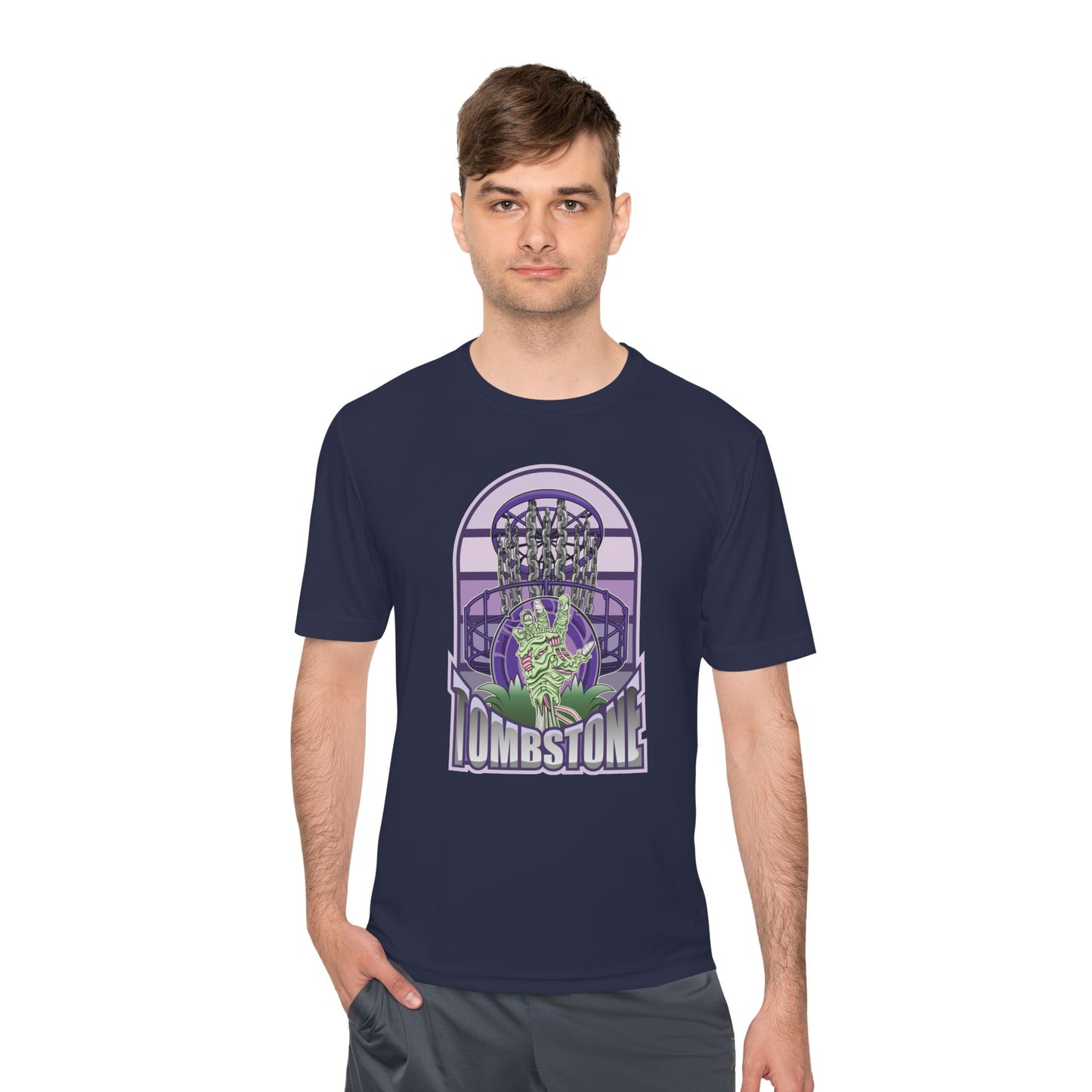 Tombstone Disc Golf Moisture Wicking Tee, Unisex Athletic Shirt, Disc Golf Apparel, Unique Design