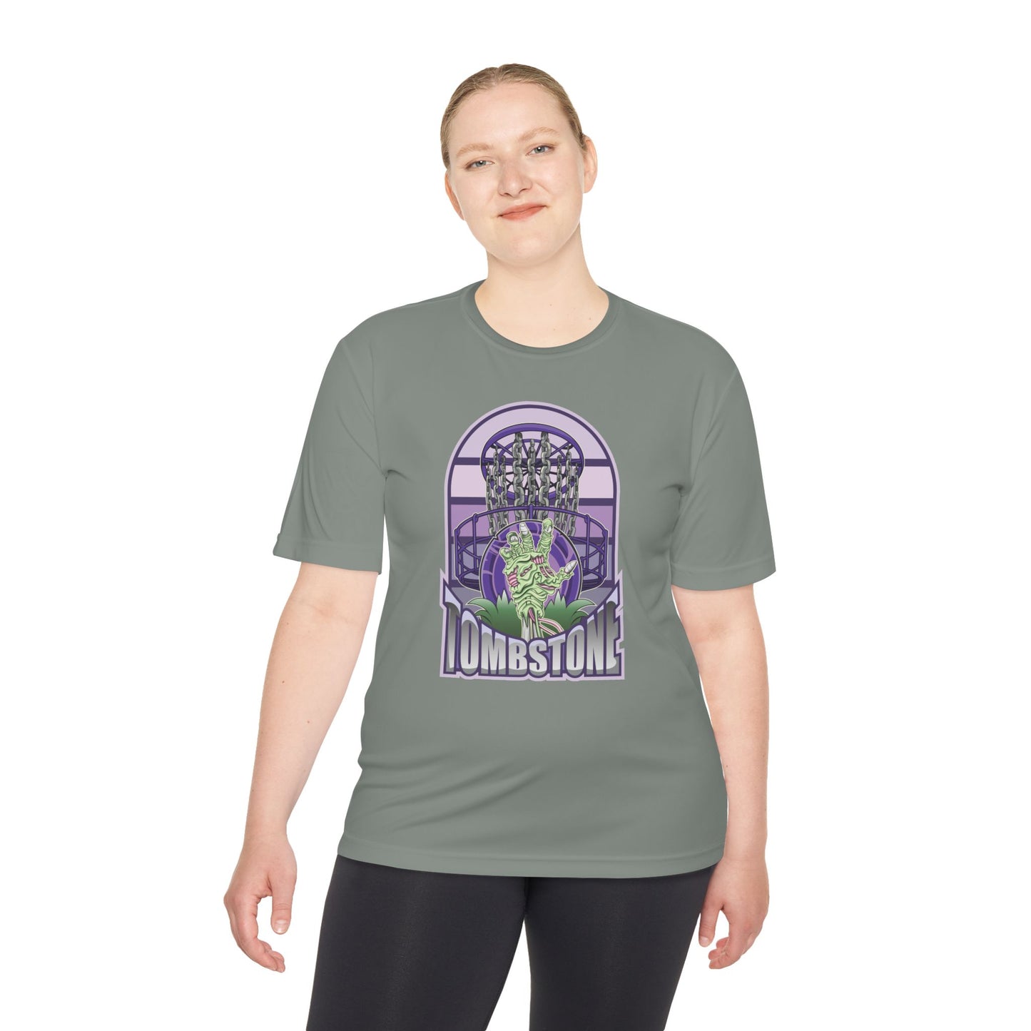 Tombstone Disc Golf Moisture Wicking Tee, Unisex Athletic Shirt, Disc Golf Apparel, Unique Design
