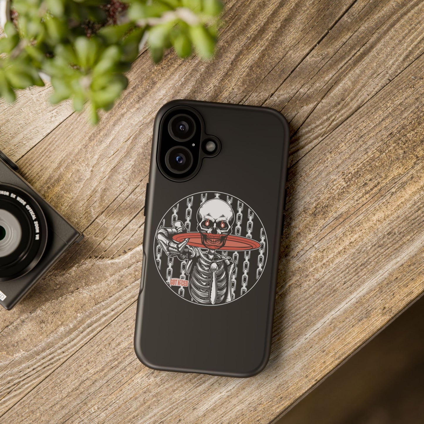 Tough Cases - Skeleton Graphic Phone Case, Edgy Phone Cover, Disc Golf Design, Unique Cell Phone Skin, Tough Protective Case