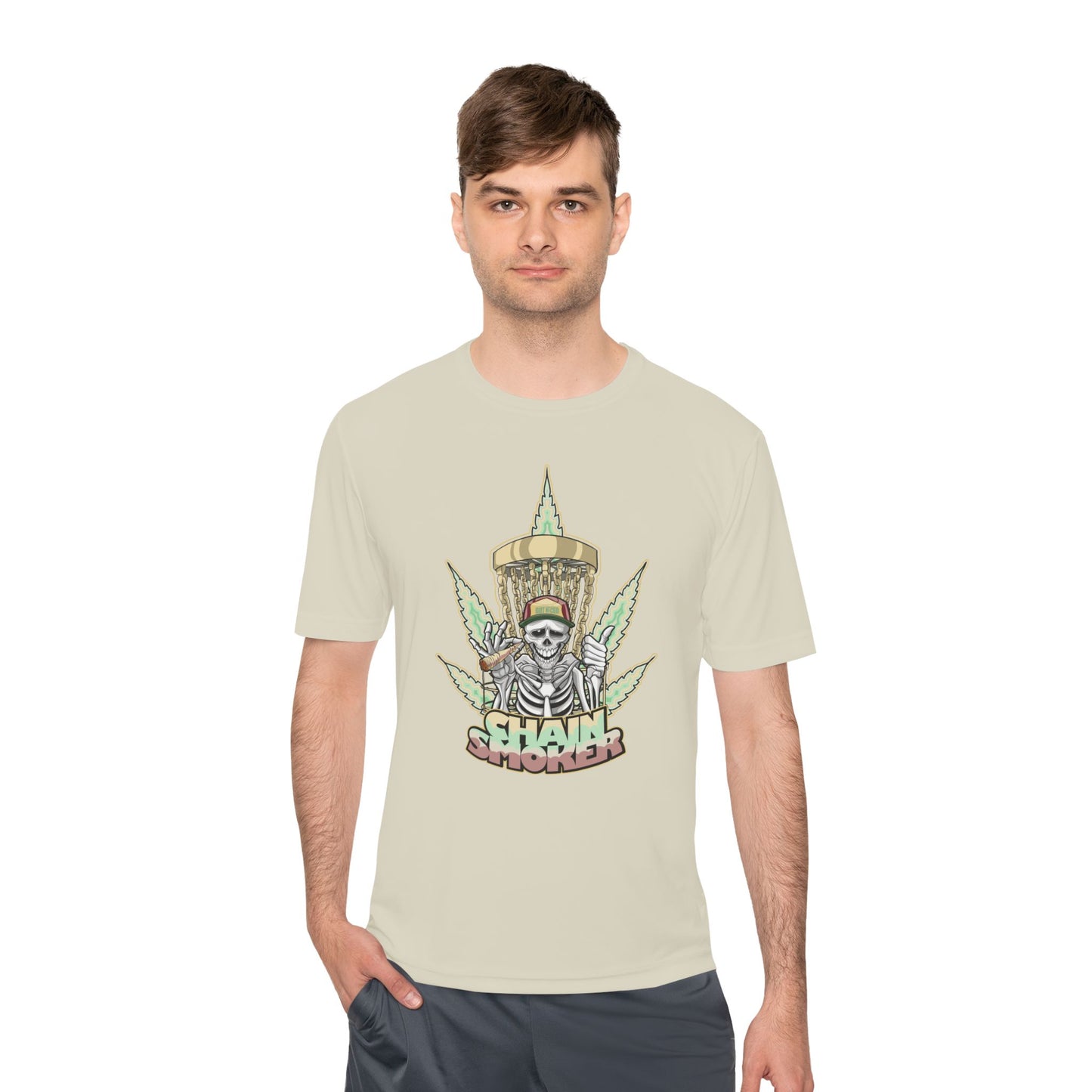 Chain Smoker Disc Golf Moisture Wicking Tee, Unisex Athletic Shirt, Disc Golf Apparel, Unique Design