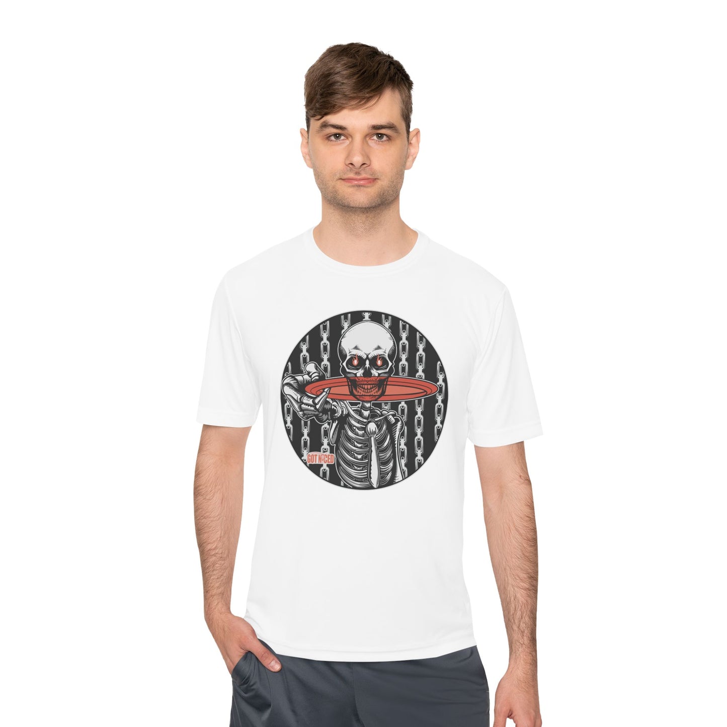 Disc Golf Skeleton Moisture Wicking Tee, Unisex Athletic Shirt, Disc Golf Apparel, Unique Design