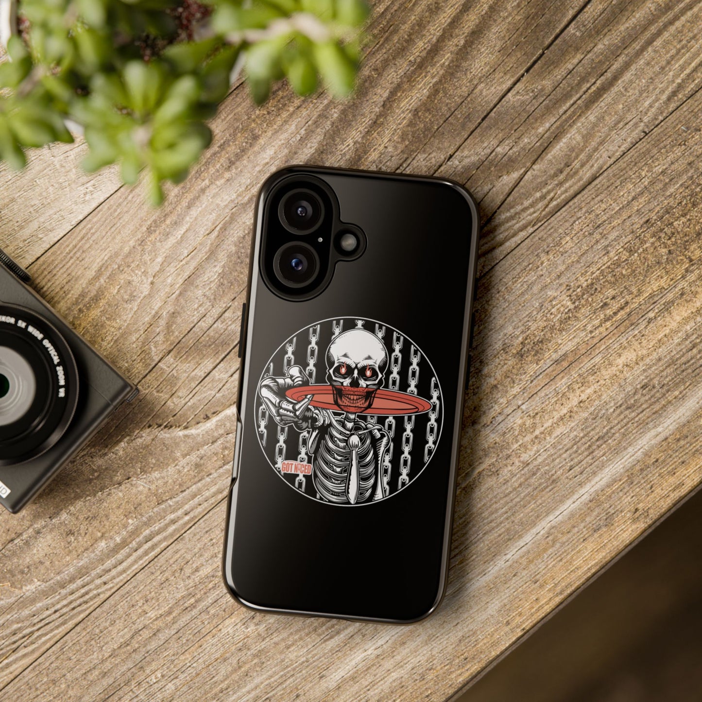 Tough Cases - Skeleton Graphic Phone Case, Edgy Phone Cover, Disc Golf Design, Unique Cell Phone Skin, Tough Protective Case