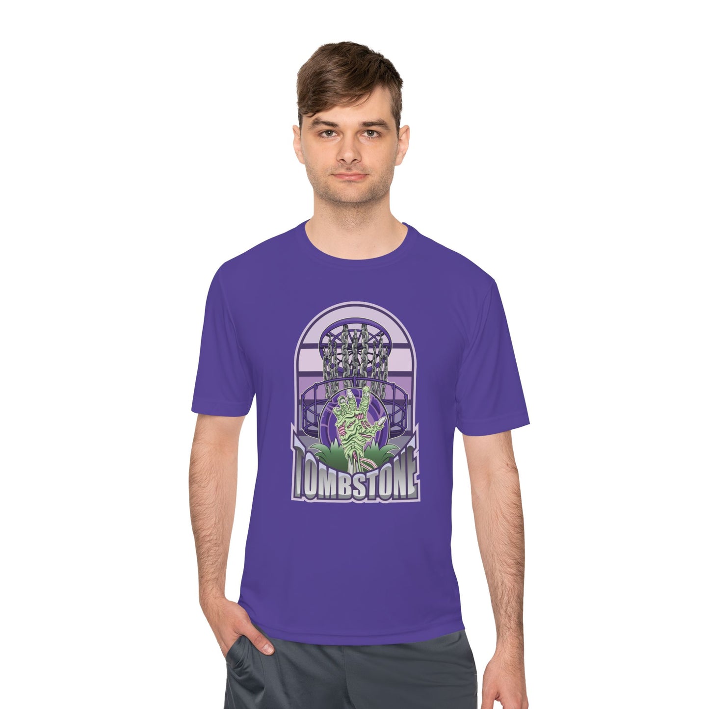 Tombstone Disc Golf Moisture Wicking Tee, Unisex Athletic Shirt, Disc Golf Apparel, Unique Design