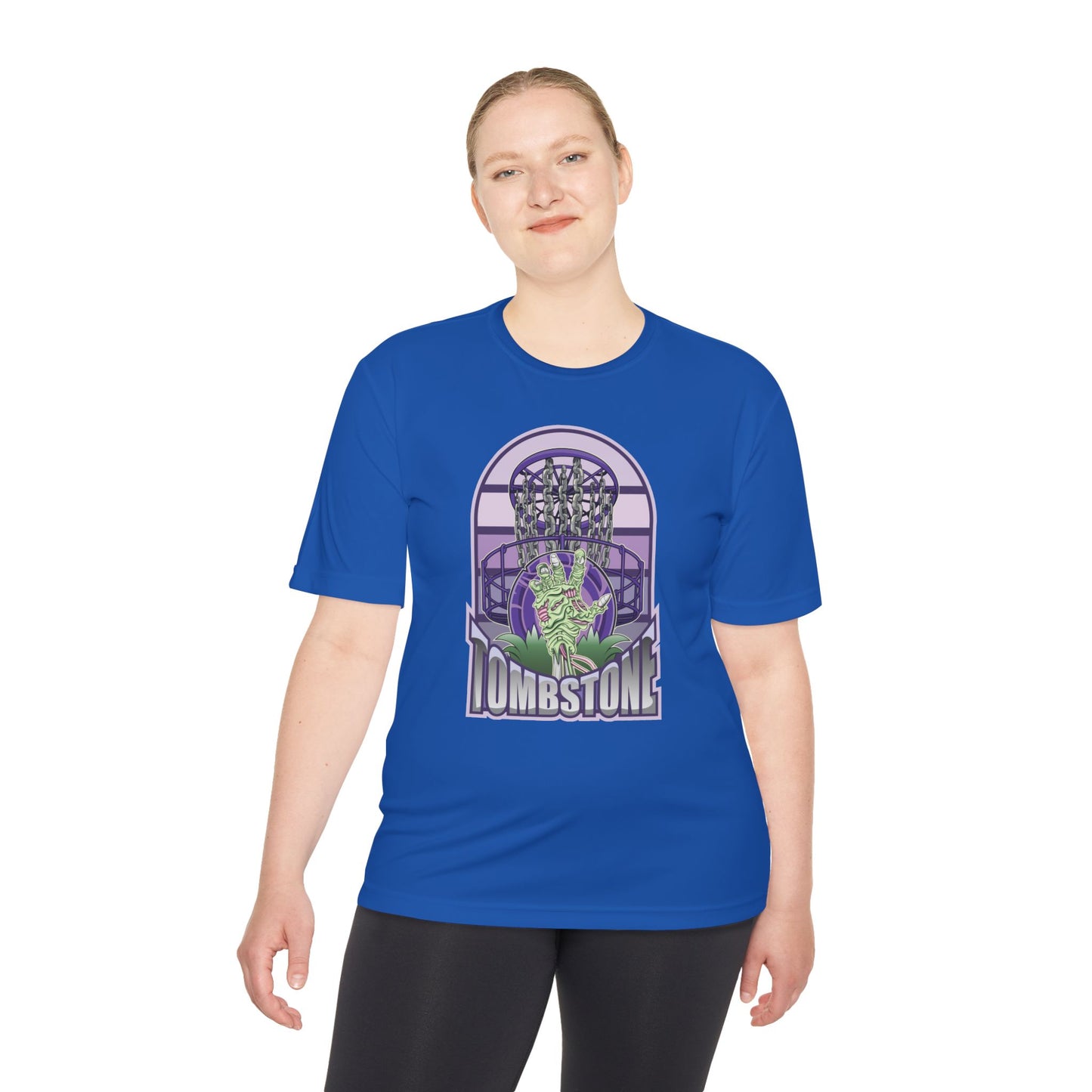 Tombstone Disc Golf Moisture Wicking Tee, Unisex Athletic Shirt, Disc Golf Apparel, Unique Design