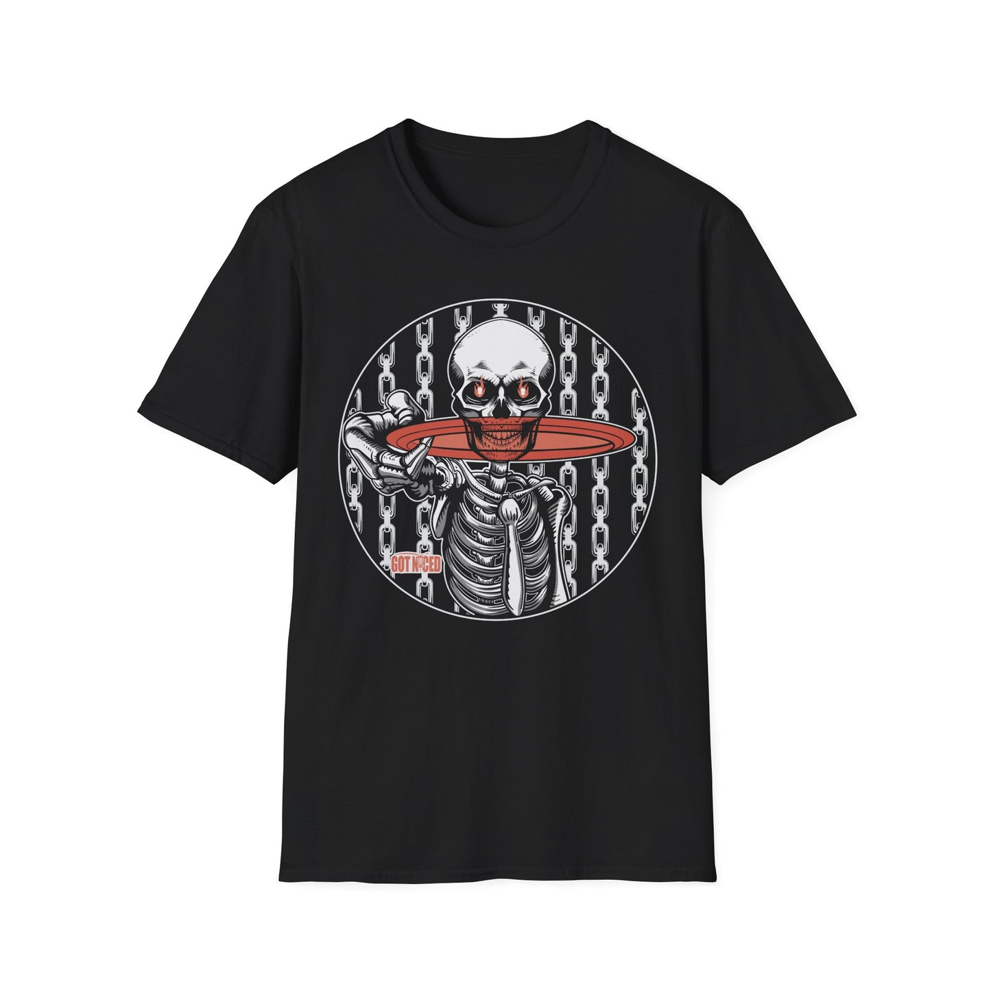 Disc Golf Skeleton Unisex Softstyle Disc Golf T-Shirt