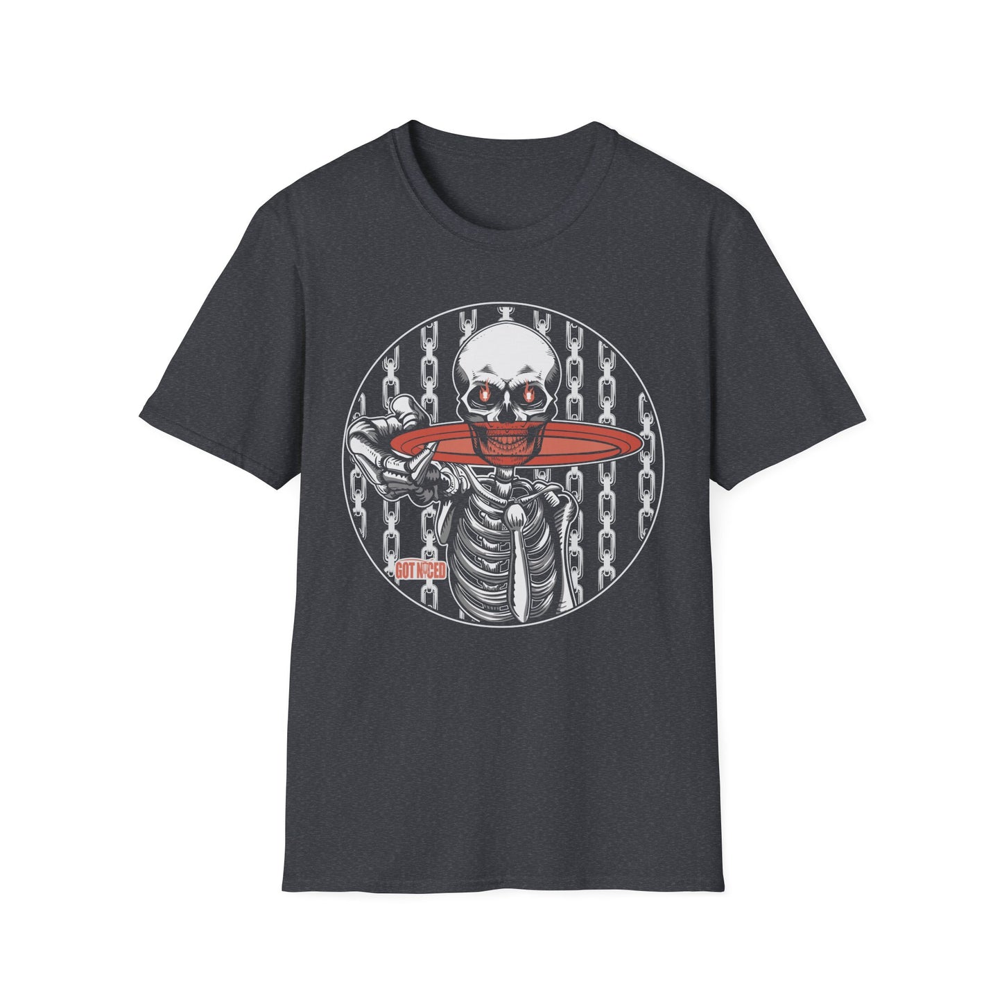 Disc Golf Skeleton Unisex Softstyle Disc Golf T-Shirt