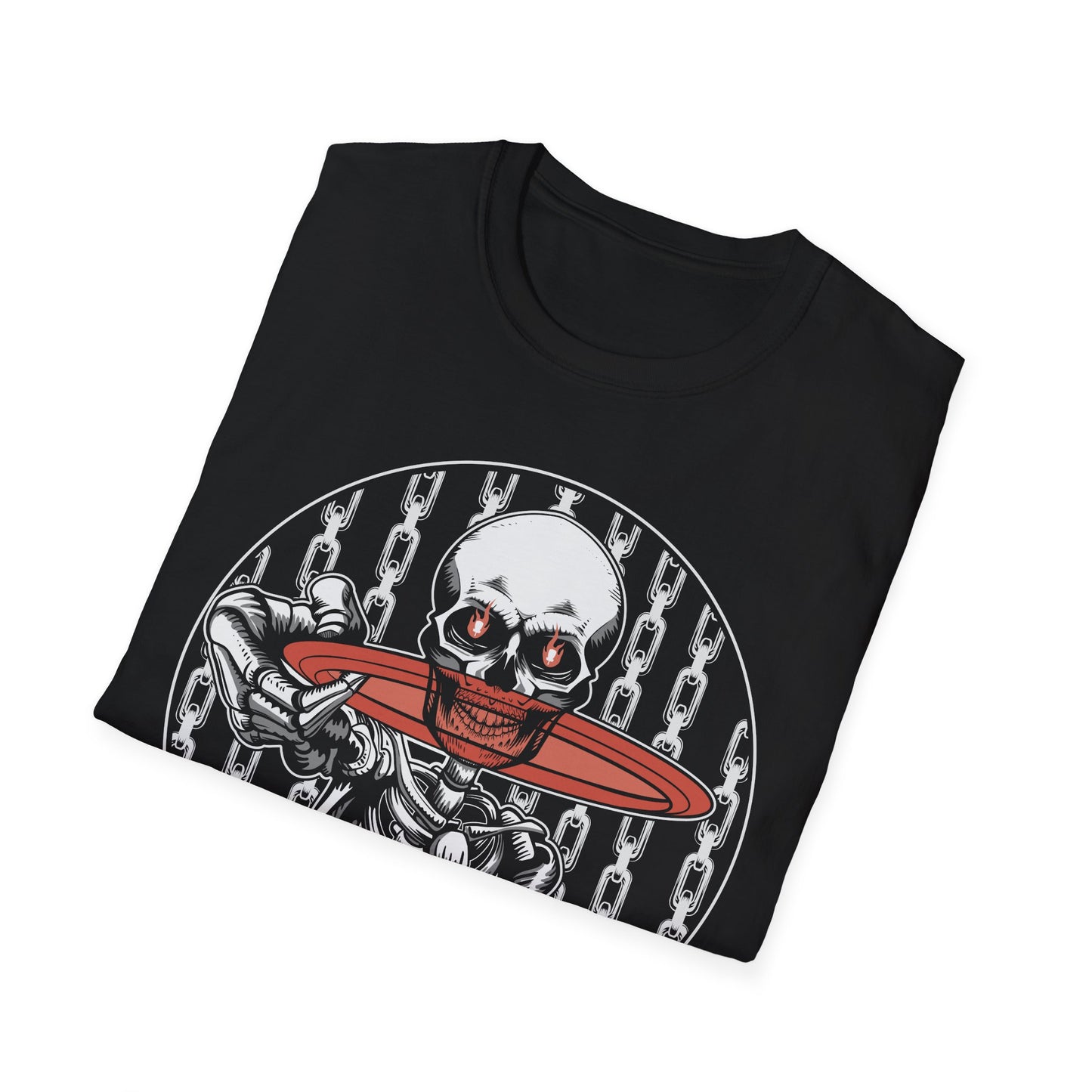 Disc Golf Skeleton Unisex Softstyle Disc Golf T-Shirt