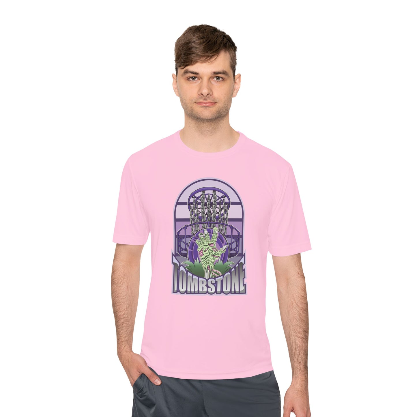 Tombstone Disc Golf Moisture Wicking Tee, Unisex Athletic Shirt, Disc Golf Apparel, Unique Design